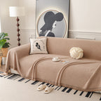 Textured Woven Modern Sofa Cover, Natural Blend Decorative Couch Throw Blanket