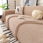 Textured Woven Modern Sofa Cover, Natural Blend Decorative Couch Throw Blanket