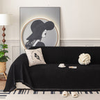 Textured Woven Modern Sofa Cover, Natural Blend Decorative Couch Throw Blanket