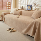 Textured Throw Blanket with 3D Dobby Weave, Minimalist Furniture Protector for Couch