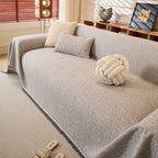 Linen-Look Textured Couch Throw Cover, Breathable Sofa Blanket & Furniture Protector