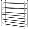5-Tier Adjustable Freestanding Shoe Rack Organizer, Stackable Metal, Chrome