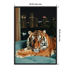 Sylvie Tiger in the City at Night 1 Framed Canvas by Michael Schauer