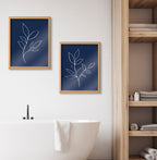 Blake Modern Blue Botanical Line Sketch Print 3 Framed Printed Glass by The Creative Bunch Studio
