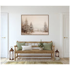 Sylvie Beaded Warm Neutral Winter Forest Landscape Framed Canvas by The Creative Bunch Studio