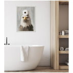 Sylvie Toilet Paper Roll on Bald Eagles Head Bathroom Art Framed Canvas by The Creative Bunch Studio