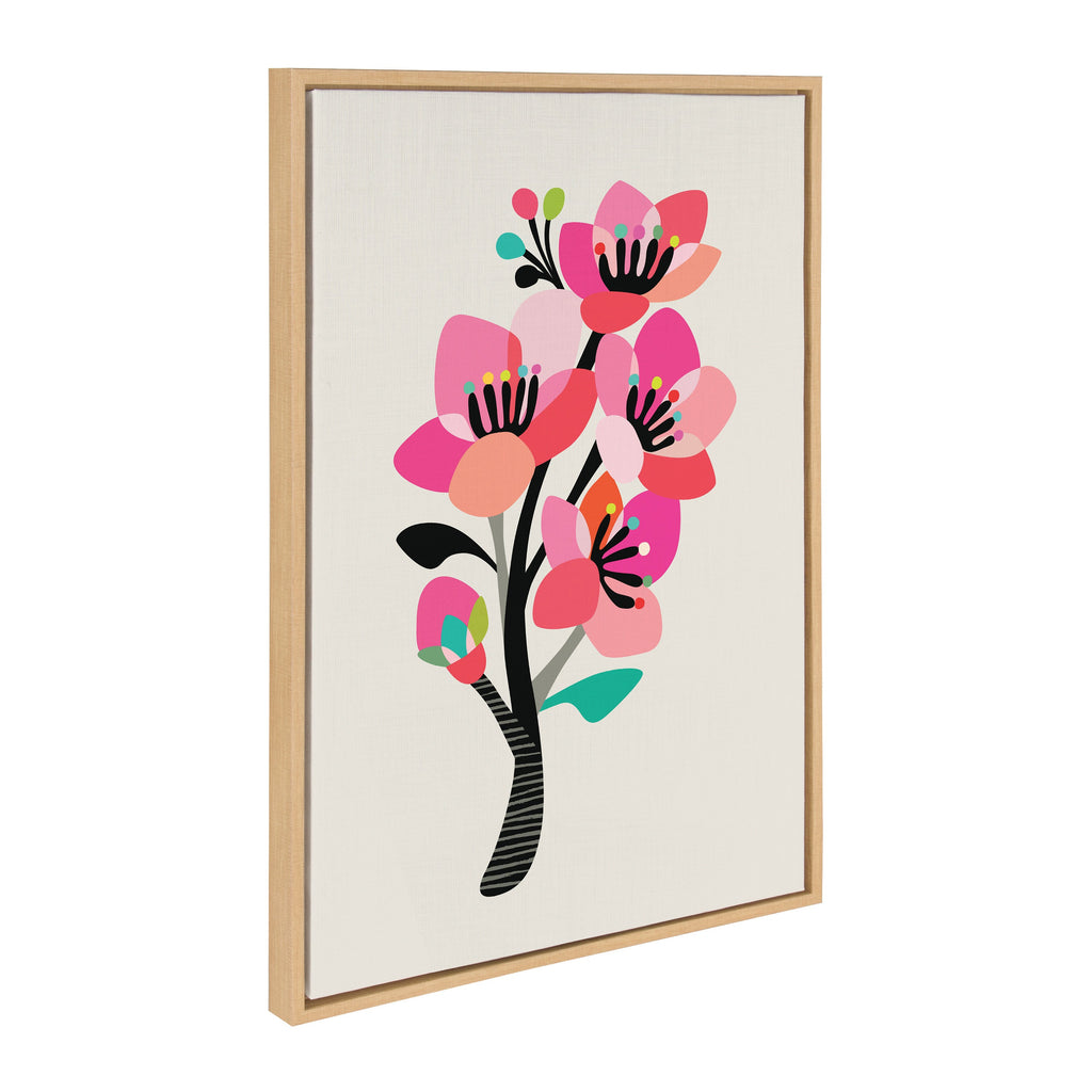 Sylvie Mid Century Modern Cherry Blossoms Framed Canvas by Rachel Lee of My Dream Wall