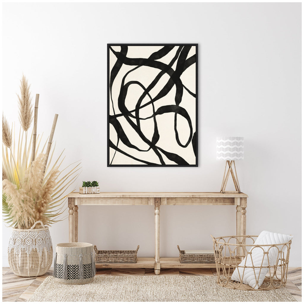 Sylvie Black Twist 4 Framed Canvas by Alicia Bock