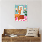 Sylvie Maximalist Llama Bathroom Mirror Framed Canvas by Honey Island Studio