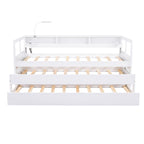 Daybed With 2 Trundles, 3 Storage Cubbies, Built In USB Charging Light