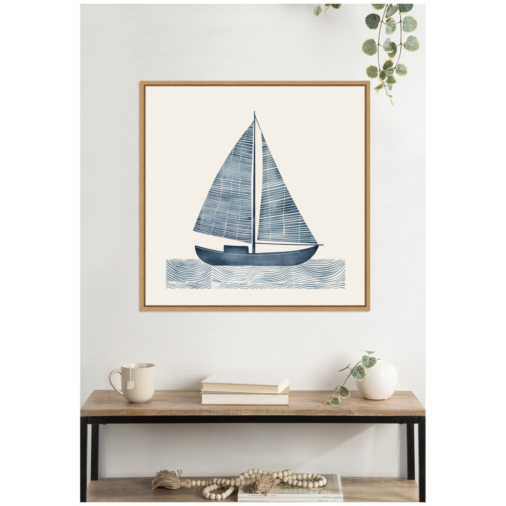 Nautical Blue Sailboat SQ Expansion by The Creative Bunch Studio Framed Canvas Wall Art Print