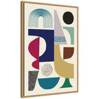Sylvie MCM Retro Abstract Pattern Rainbow Framed Canvas by Rachel Lee