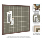 Framed Fabric Pinboard Sage Green Plaid Wall Organization