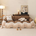 Luxury Sofa Throw Cover with Elegant Ruffled Skirt, Soft Decorative Couch Protector