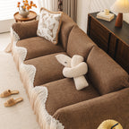 Luxury Sofa Throw Cover with Elegant Ruffled Skirt, Soft Decorative Couch Protector