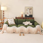 Luxury Sofa Throw Cover with Elegant Ruffled Skirt, Soft Decorative Couch Protector