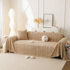 Thick Cozy 3D Cable Sofa Throw Cover, Plush Jacquard Warm Fleece Throw Blanket