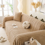 Thick Cozy 3D Cable Sofa Throw Cover, Plush Jacquard Warm Fleece Throw Blanket