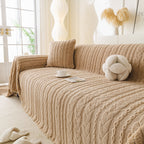 Thick Cozy 3D Cable Sofa Throw Cover, Plush Jacquard Warm Fleece Throw Blanket
