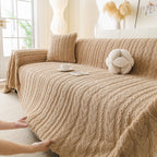 Thick Cozy 3D Cable Sofa Throw Cover, Plush Jacquard Warm Fleece Throw Blanket
