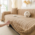Thick Cozy 3D Cable Sofa Throw Cover, Plush Jacquard Warm Fleece Throw Blanket
