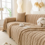 Thick Cozy 3D Cable Sofa Throw Cover, Plush Jacquard Warm Fleece Throw Blanket