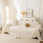 Thick Cozy 3D Cable Sofa Throw Cover, Plush Jacquard Warm Fleece Throw Blanket
