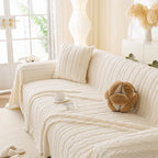 Thick Cozy 3D Cable Sofa Throw Cover, Plush Jacquard Warm Fleece Throw Blanket