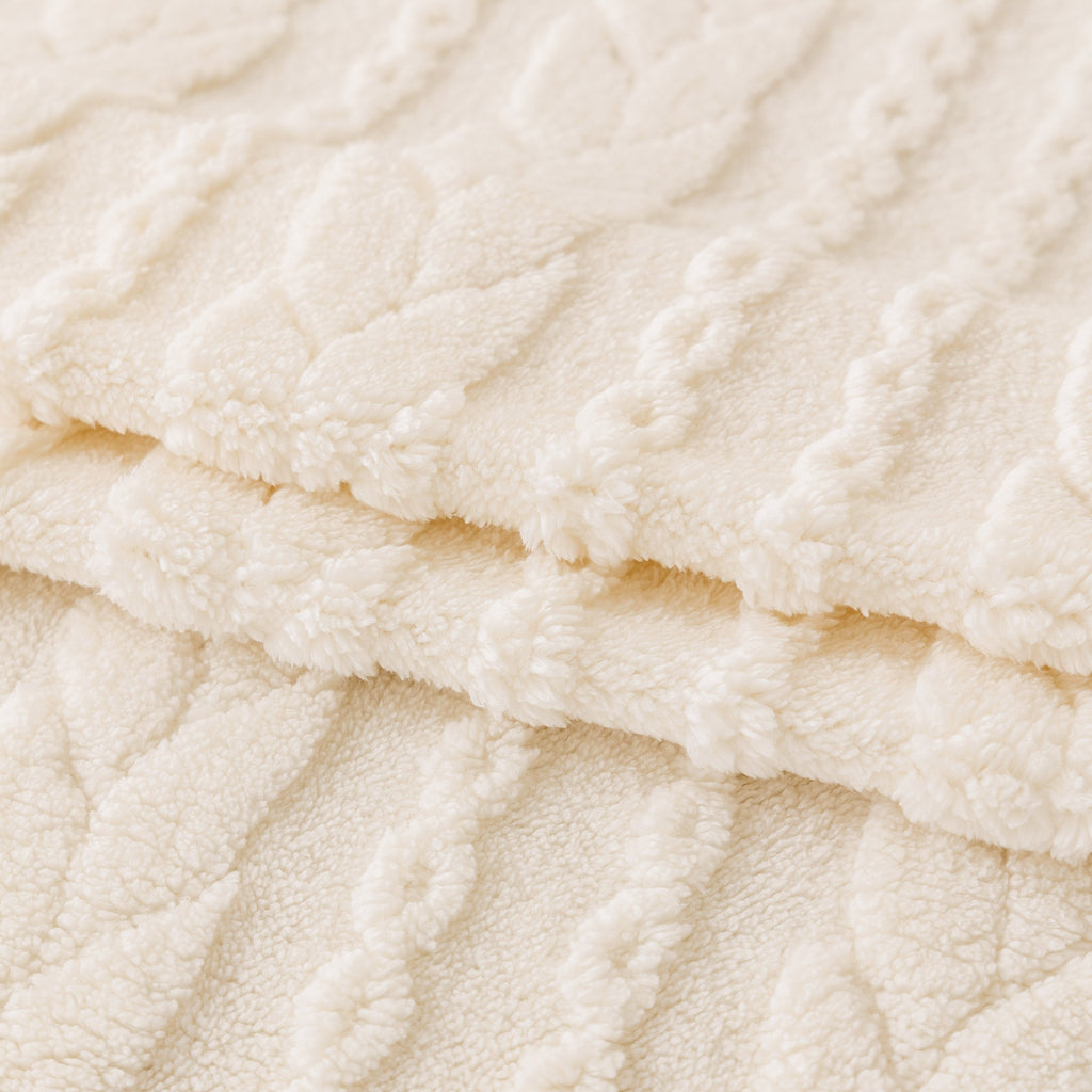 Thick Cozy 3D Cable Sofa Throw Cover, Plush Jacquard Warm Fleece Throw Blanket