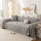 Thick Cozy 3D Cable Sofa Throw Cover, Plush Jacquard Warm Fleece Throw Blanket