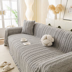 Thick Cozy 3D Cable Sofa Throw Cover, Plush Jacquard Warm Fleece Throw Blanket