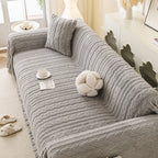 Thick Cozy 3D Cable Sofa Throw Cover, Plush Jacquard Warm Fleece Throw Blanket