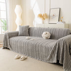 Thick Cozy 3D Cable Sofa Throw Cover, Plush Jacquard Warm Fleece Throw Blanket