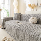 Thick Cozy 3D Cable Sofa Throw Cover, Plush Jacquard Warm Fleece Throw Blanket