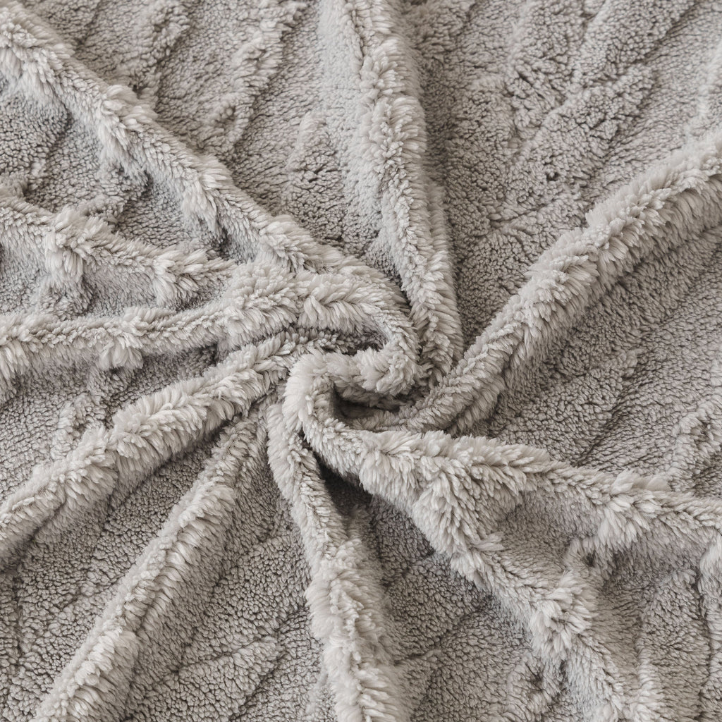 Thick Cozy 3D Cable Sofa Throw Cover, Plush Jacquard Warm Fleece Throw Blanket