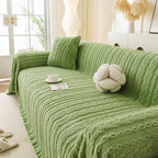 Thick Cozy 3D Cable Sofa Throw Cover, Plush Jacquard Warm Fleece Throw Blanket