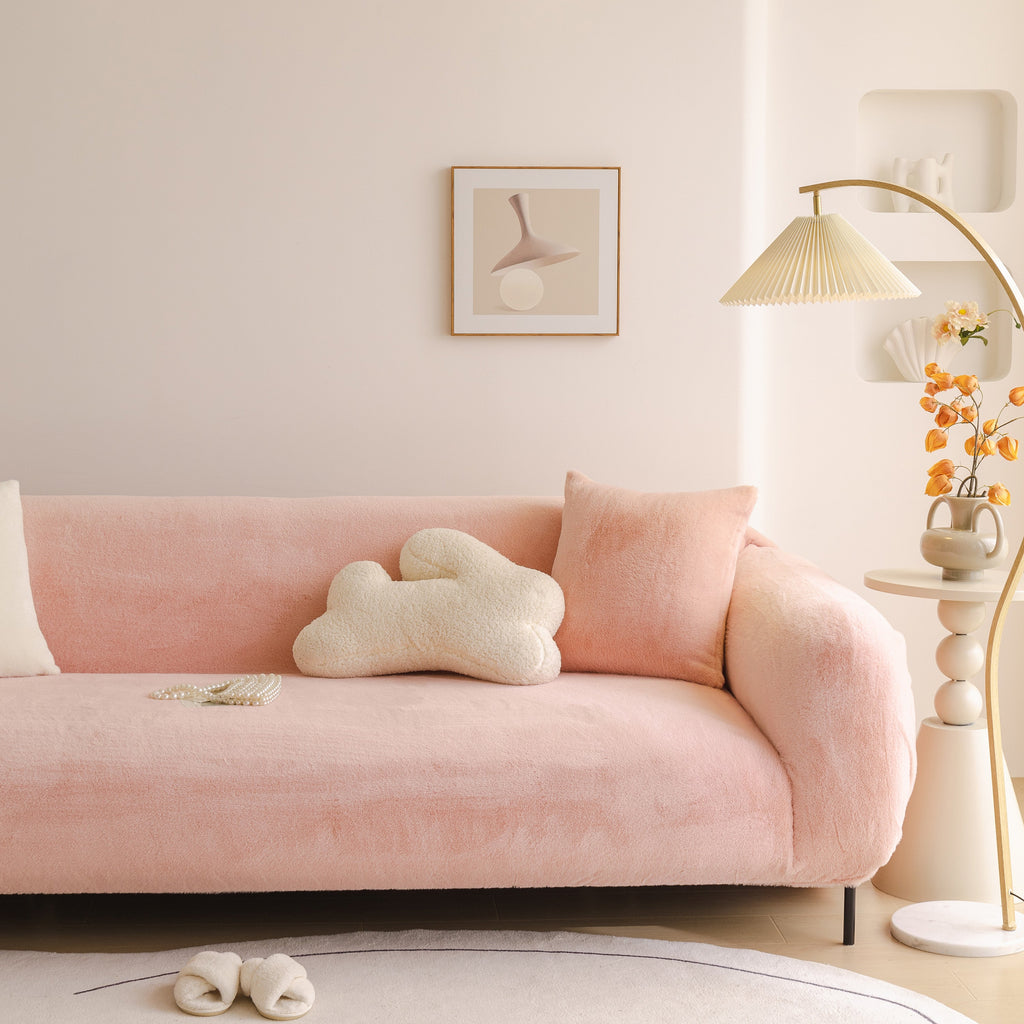Soft Plush Warm Sofa Cover Stretchable Cozy Velvet Couch Protector for Fall & Winter