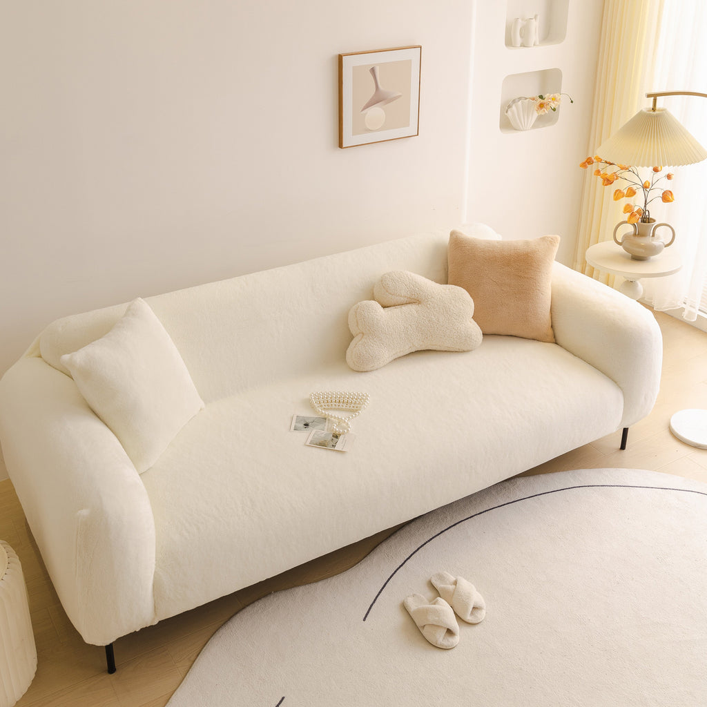 Soft Plush Warm Sofa Cover Stretchable Cozy Velvet Couch Protector for Fall & Winter