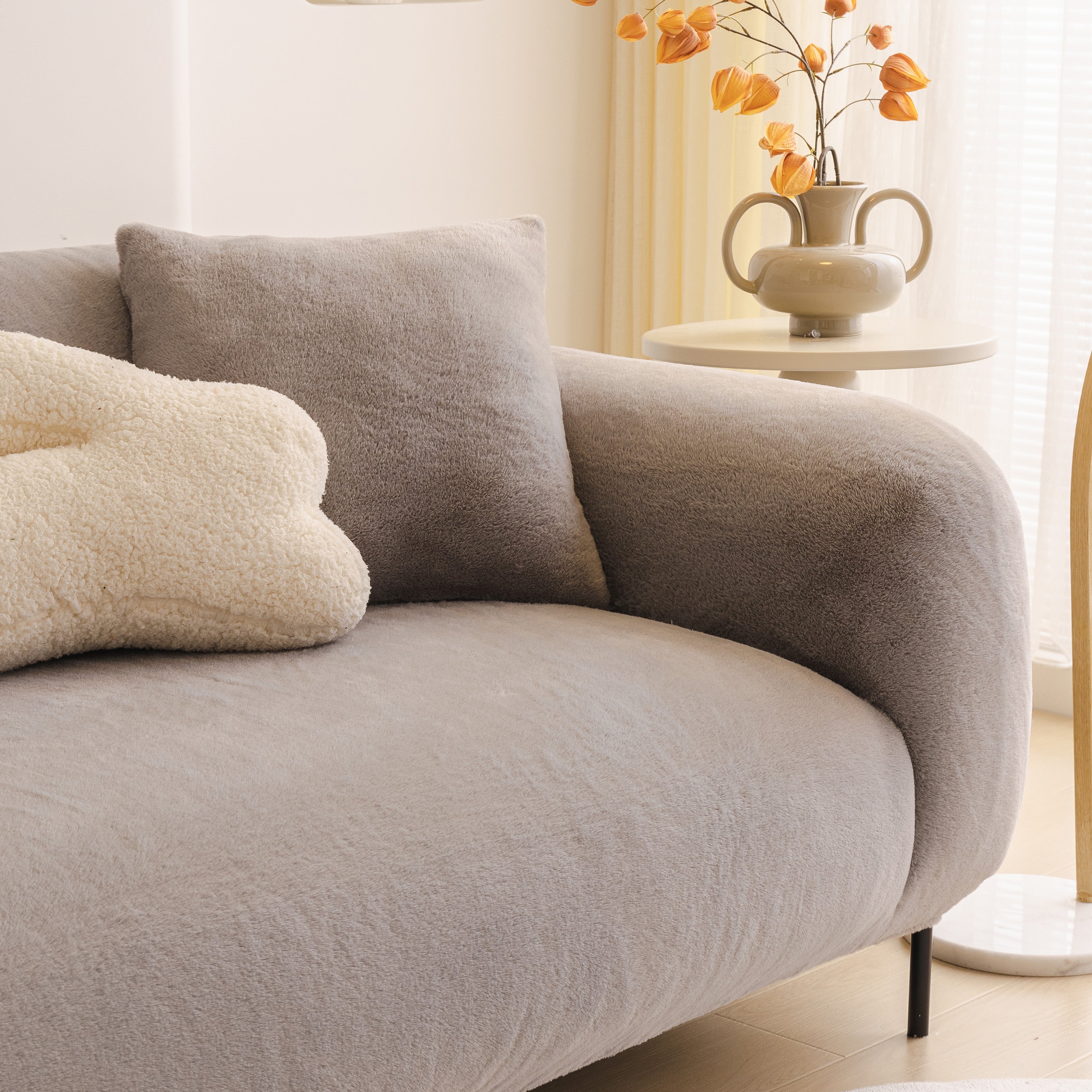 Soft Plush Warm Sofa Cover Stretchable Cozy Velvet Couch Protector for Fall & Winter