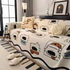 Cute Chenille Couch Cover Throw, Cartoon Soft Washable Sofa Cover for Sectional Sofas