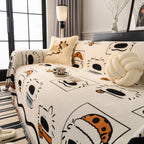 Cute Chenille Couch Cover Throw, Cartoon Soft Washable Sofa Cover for Sectional Sofas