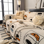 Cute Chenille Couch Cover Throw, Cartoon Soft Washable Sofa Cover for Sectional Sofas