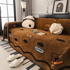 Cute Chenille Couch Cover Throw, Cartoon Soft Washable Sofa Cover for Sectional Sofas