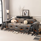 Cute Chenille Couch Cover Throw, Cartoon Soft Washable Sofa Cover for Sectional Sofas