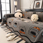 Cute Chenille Couch Cover Throw, Cartoon Soft Washable Sofa Cover for Sectional Sofas