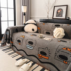 Cute Chenille Couch Cover Throw, Cartoon Soft Washable Sofa Cover for Sectional Sofas