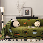 Cute Chenille Couch Cover Throw, Cartoon Soft Washable Sofa Cover for Sectional Sofas
