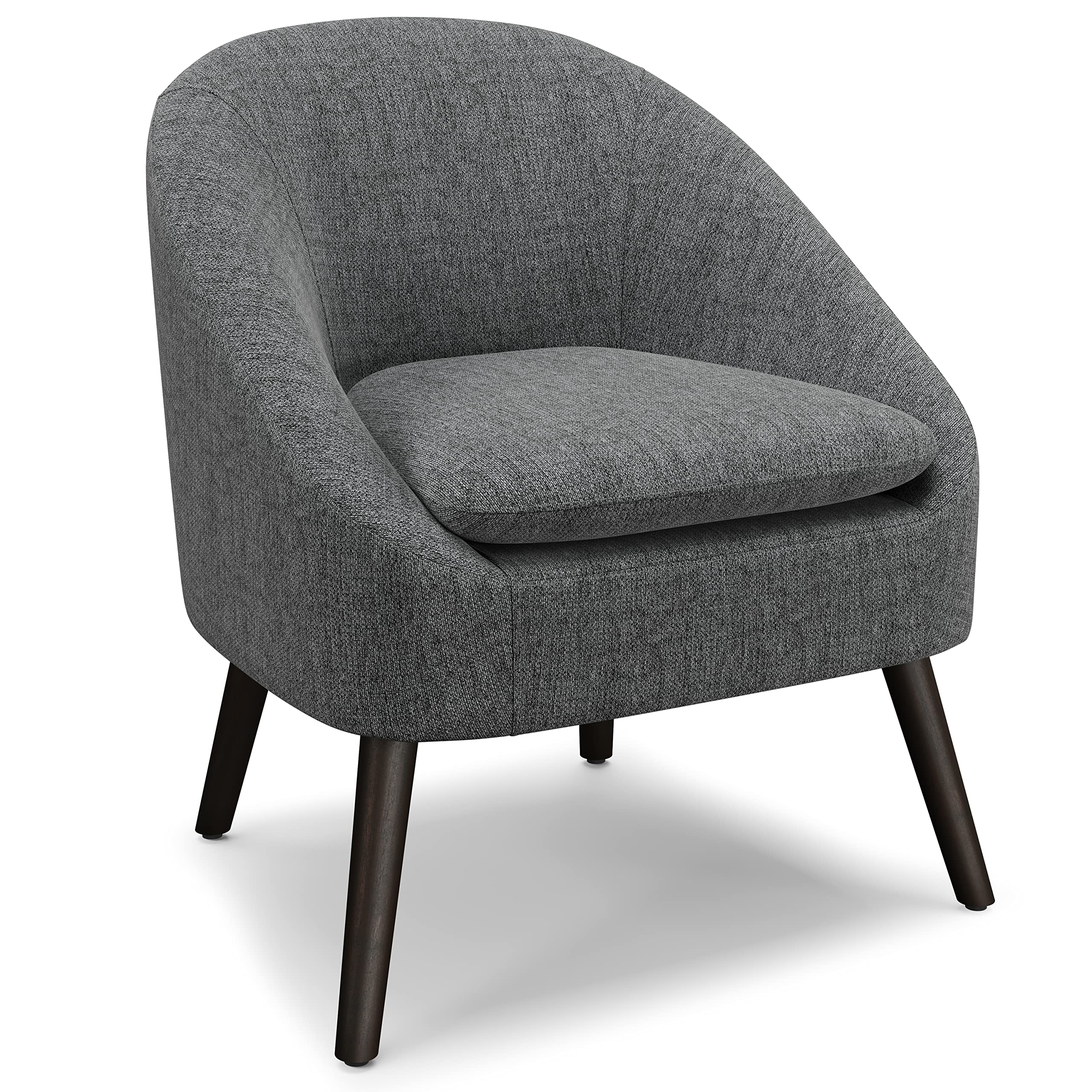 SIMPLIHOME Redding Accent Chair - 27 inch Wide Upholstered Mid-Century Modern Arm Chair in Storm Grey, for Living Room or Bedroo