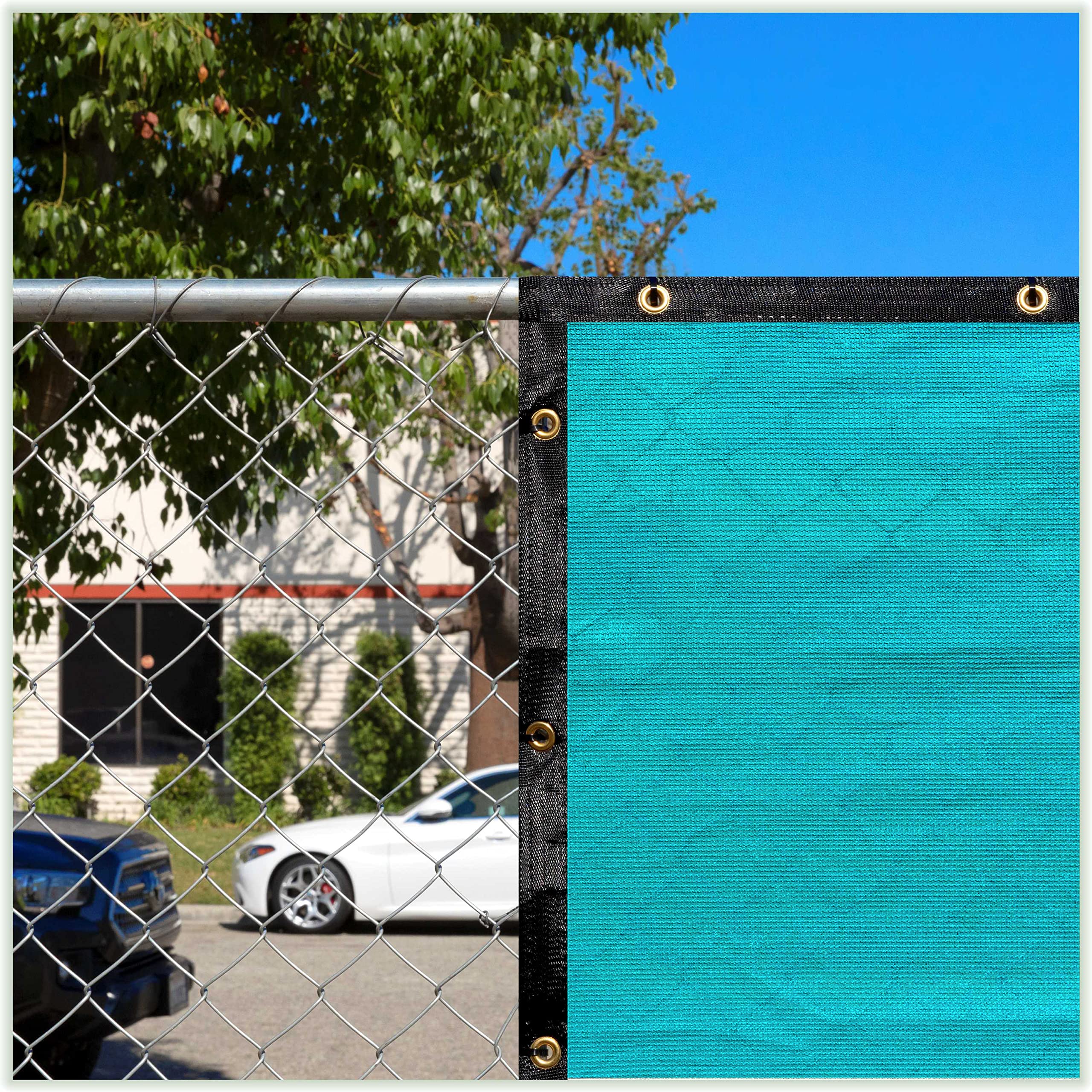 Colourtree 8' X 18' Turquoise Custom Size Shade Cloth With Grommets - 90% Sunblock, Durable Mesh Fabric Tarp For Dog Kennel Cove