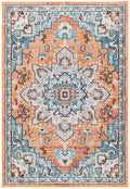 SAFAVIEH Madison Collection Accent Rug - 22 x 4, Orange & Teal, Medallion Distressed Design, Non-Shedding & Easy Care, Ideal f